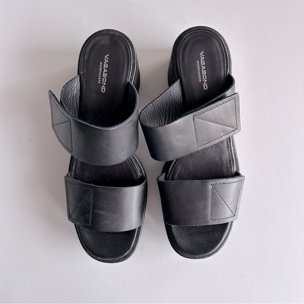 Vagabond Dion Chunky Sandals Black Leather, Size 40